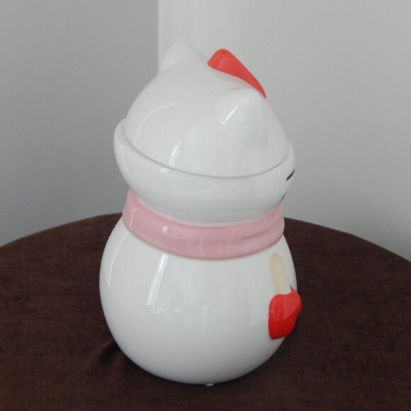 New Sanrio Hello Kitty Holiday Snowman 3D Sculpted Ceramic LRG Canister Jar Set - Picture 7 of 10